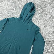 Nike Sweatshirt Large Green Black Hoodie Sportswear Club Fleece Funnel Womens