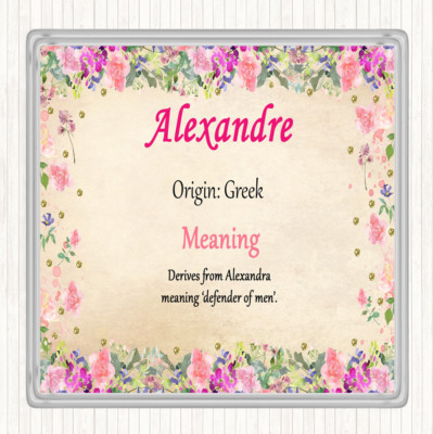 Alexandre Name Meaning Drinks Mat Coaster Floral | eBay UK