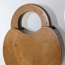 Standard Oil Company Brass Heart Railroad Lock WILSON BOHANNAN BROOKLYN NEW YORK