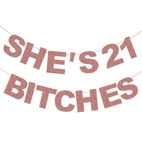 Rose Gold 21st Birthday Decorations for Her - 21 Birthday Photo Backdrop Sign...