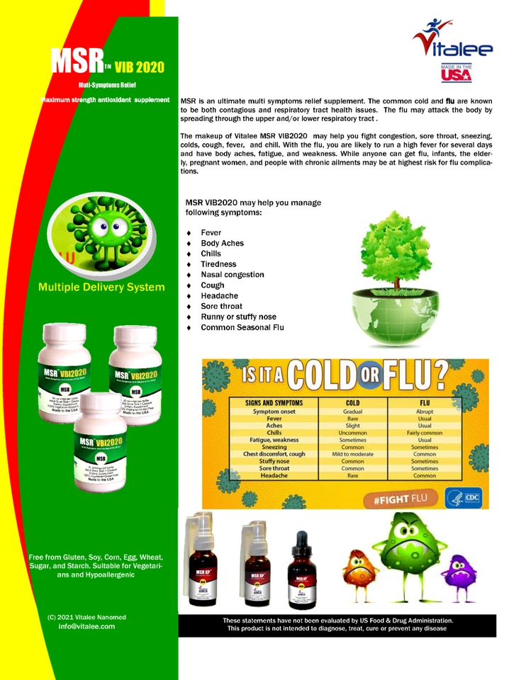 MSR VBI - Antigripe, resfriado, tos, dolor de garganta, asma, escalofríos y fiebre - (tapas 30 ct) Foto 2 de 4