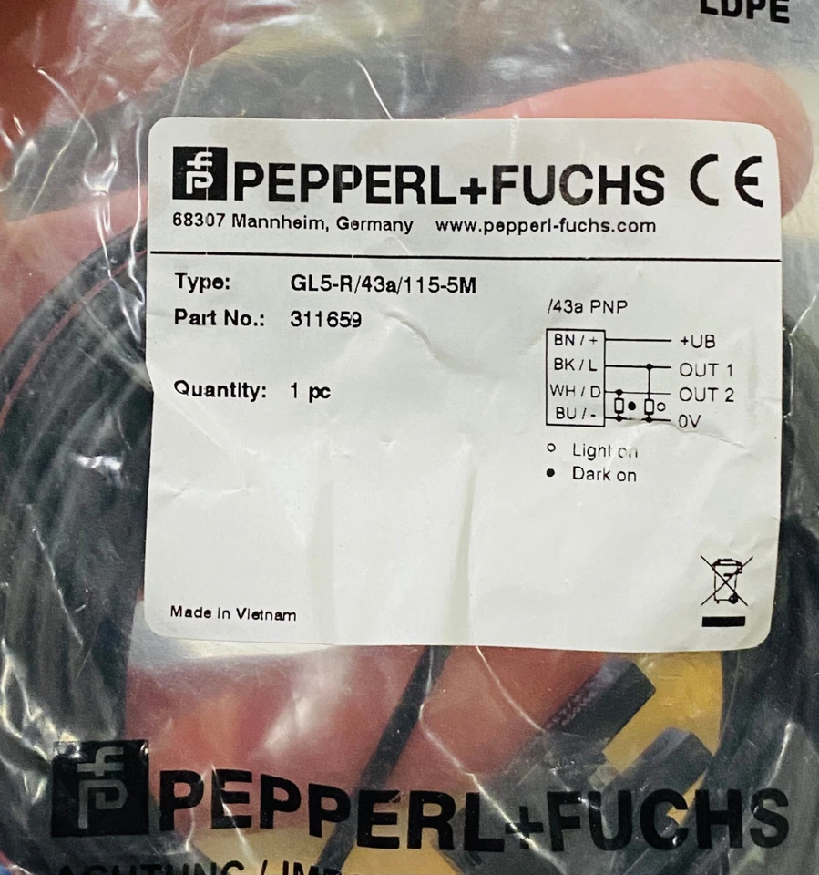 PEPPERL+FUCHS GL5R/43a/115-5M Photoelectric slot sensor NEW 15ft #311659 - Image 2 of 3