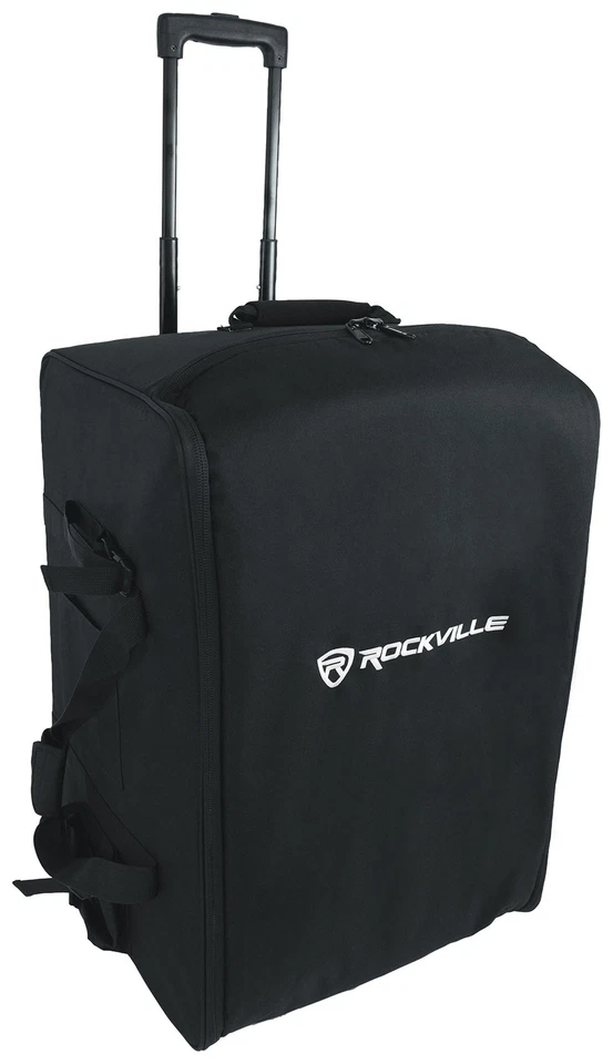 Rockville SB12 v2 Rolling Travel Bag w/Wheels For Most 12" DJ PA Speakers+Stands