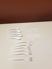 Childs play Plastic white Silverware Set Of 6 Place Setting -Vintage