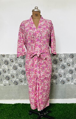 Kimono Indiano In Cotone Floreale Per Donna - Veste Da Bagno O Vestaglia Maxi, Teal Green - Foto 3