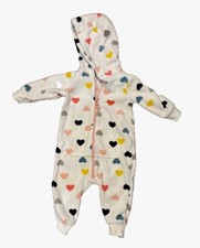 Carter's Baby Hooded Hearts Cozy Fleece Zip-Up Jumpsuit White 6 M