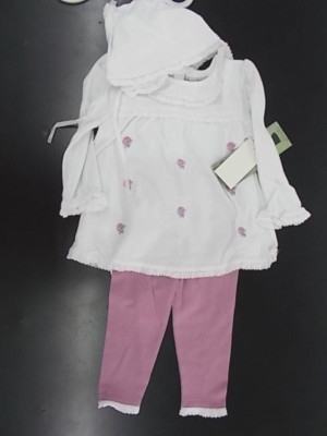 Infant Girls Harry & Violet $38 3pc White/Lavender Set Sz 12 Months - 18 Months