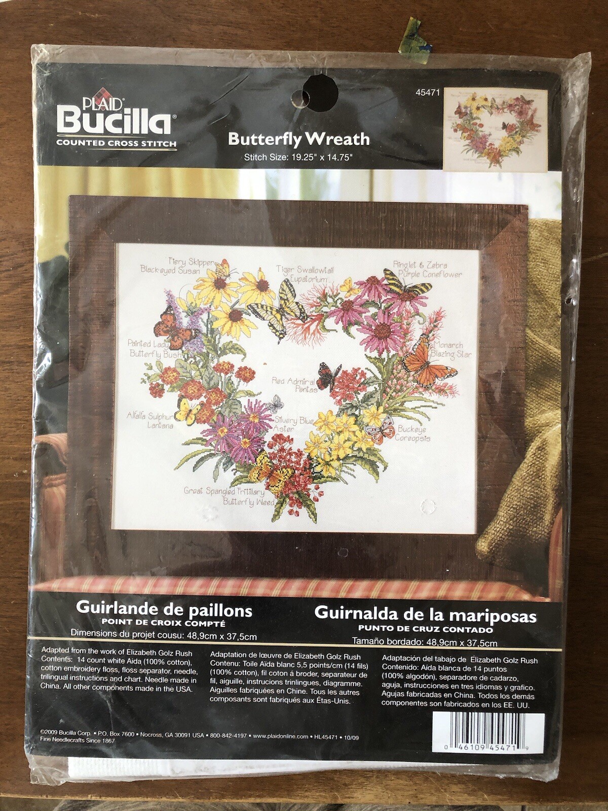 Bucilla Butterfly Garden Cross Stitch Kit 43363 Elizabeth Rush Wreath Sealed New