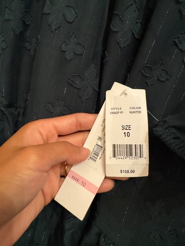 LF Chiffon Surplice V-Neck Balloon Sleeves Tiered Ruffle Hem Wrap Dress. Size 10 - Picture 9 of 10