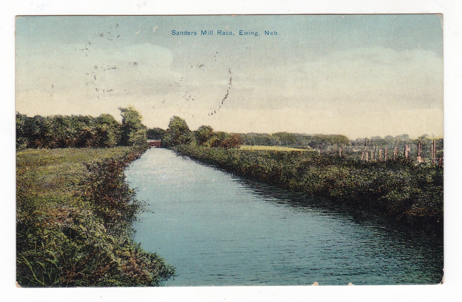 1916 EWING NEBRASKA SANDERS MILL RACE POND VINTAGE POSTCARD NE S W