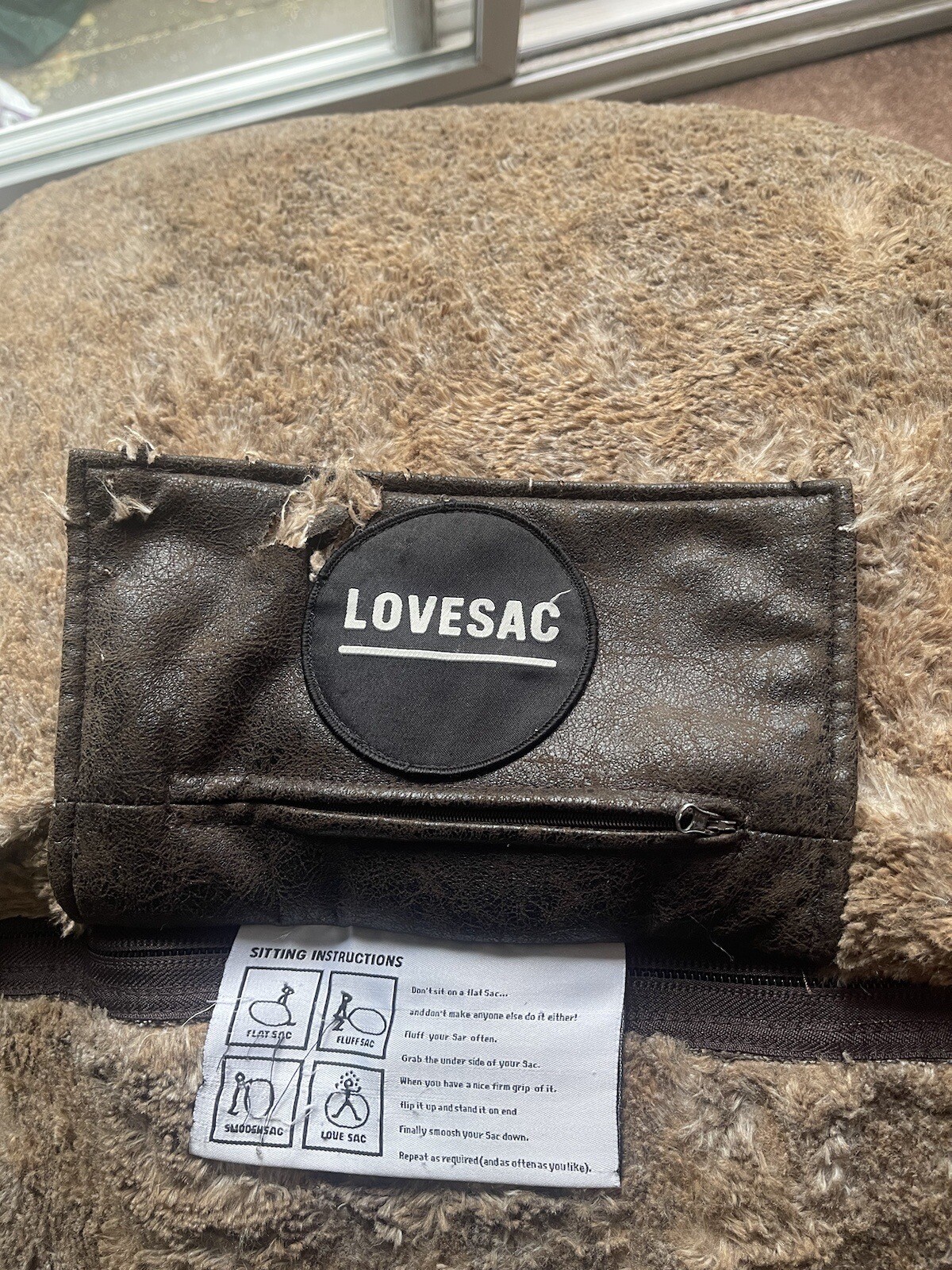 LoveSac “CitySac 4” Beanbag With Fuzzy Brown Cover eBay