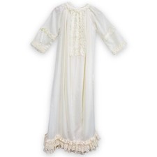 Vintage 40s 50s Long Christening Gown Matching Lace Slip Dress Outfit 6m - 12m