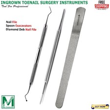 STAINLESS STEEL INGROWN TOENAIL LIFTER NAIL FILE PEDICURE PODIATRIST TOOLS SET