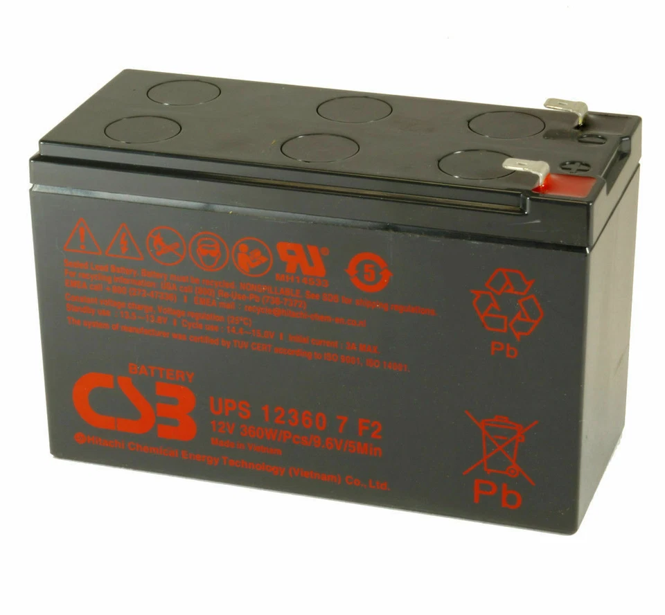 BATTERIA al Pb per UPS alta qualità CSB Hitachi UPS12360 7 F2 - 12 Volt 7 Ah