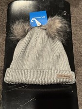 Columbia Youth Snow Problem II Beanie Light Grey Double Pom NWT OSFA 25 MSRP