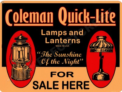 Coleman Quick-Lite Sold Here 9'' x 12'' Metal Sign