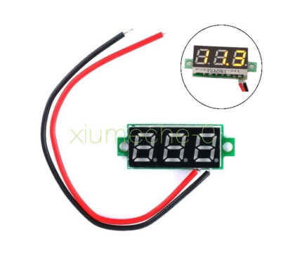Yellow 0.28'' 2 Wire Mini DC Digital Panel Voltmeter Panel Mount LED Voltage