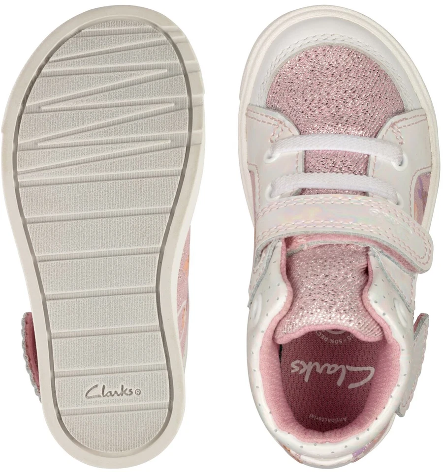 Botas Clarks City Pop de cuero/lona rosa claro para niñas pequeñas nuevas en caja Foto 2 de 4