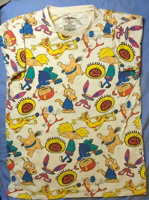 Nickelodeon All Shows 80s 90s Cartoon Characters Women's Sz Medium Tee T-Shirt 