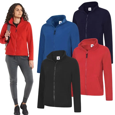 Ladies Classic Plain Micro Fleece Jacket Full Zip Casual Outdoor Winter Coat - Image 1 of 4