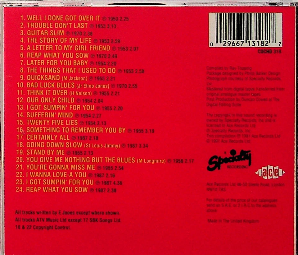 Guitar Slim -The Things I Used To Do CD -NEW -1991 -ACE (Blues Collection)  - Image 2 of 2