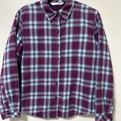 Lee Rider Flannel Shirt Jacket Women Sz M Fleece Lined Shacket - Main Image