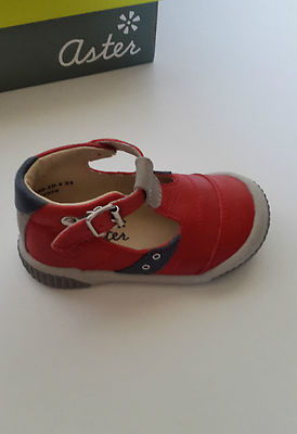 Chaussures Bébé Aster Alceste Kansas Red – Pointure FR21 – Cuir Rouge Avec Boucle – Premières Chaussures