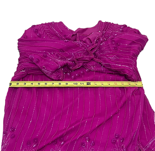 Vintage SCALA Hot Pink Beaded Sequined Semi Sheer India Top & Skirt Dress - Picture 7 of 8