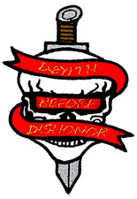DEATH BEFORE DISHONOR SKULL EMBROIDERED MOTORCYCLE VEST IRON ON PATCH T-21