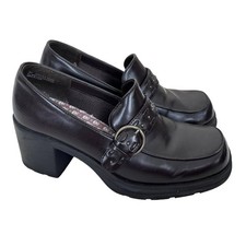 Vintage 90s Y2K Jazberry Chunky Platform Bratz Square Toe Loafers Sz 9