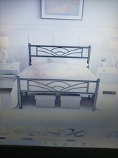 Metallbett mit Lattenrost und Matratze, schwarz, pulverbeschichtet, 90 x 200 cm,
