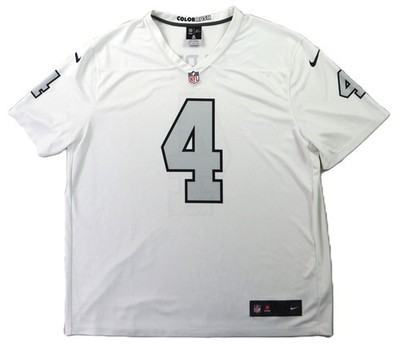 NIKE NFL 2XL XXL White On Field Color Rush Las Vegas Raiders 4 Derek Carr Jersey