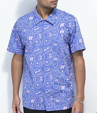 A-Lab Face Off Purple Short Sleeve Button Up Shirt