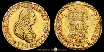 Carlos III 4 Escudos (13,41g) 1760 Popayán J Cal-2019-1830 MBC+
