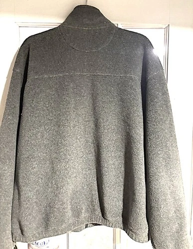 Lands End Men XL Gray Fleece Full Zip Jacket Soft Mock Neck image 3