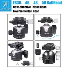 50MM/56MM Low Profile Tripod Head Panoramic Ball Head with Quick release Plate