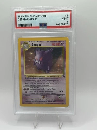 PSA 9 Pokémon Gengar Fossil Holo Rare Unlimited 5/62 1999 English