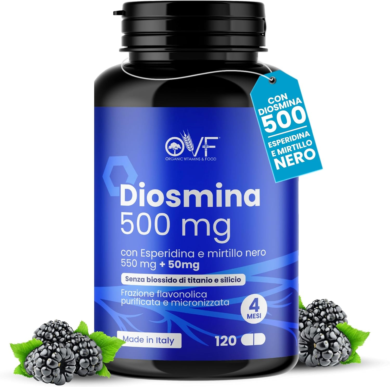 OVF Diosmina Esperidina 500mg 120 Cps - Rimedio Vene Varicose e Gambe