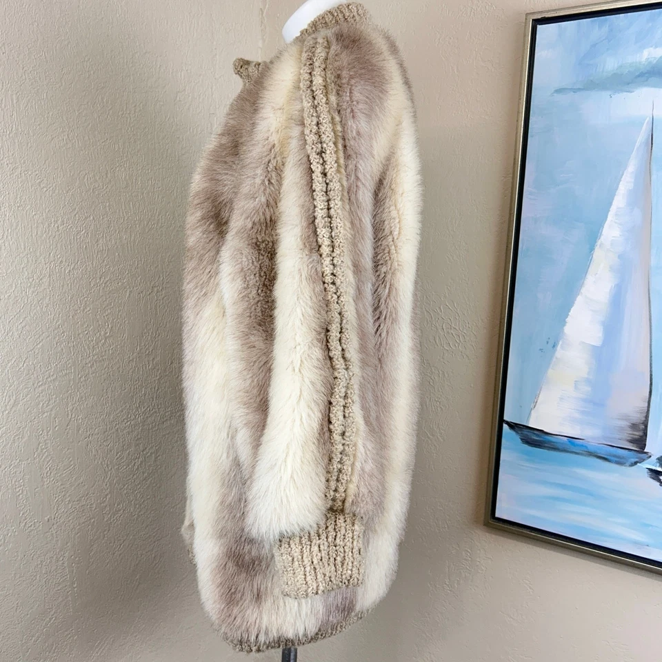 Vintage D'Espririt FauxFur Jacket Knit Collar, Cuffs &Accents Union Made  - Image 3 of 4