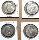 LOT OF FOUR 1963-D Franklin Half Dollar 90% Silver CIRCULATED