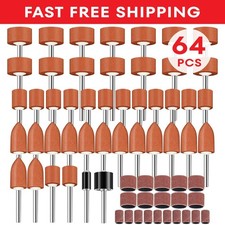 64pcs Sanding Bits for Dremel Rotary Tools 1/8  Shank Aluminum Oxide Stones New