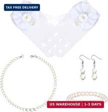 4 Pcs Little Girls Pearl Necklace Jewelry Set