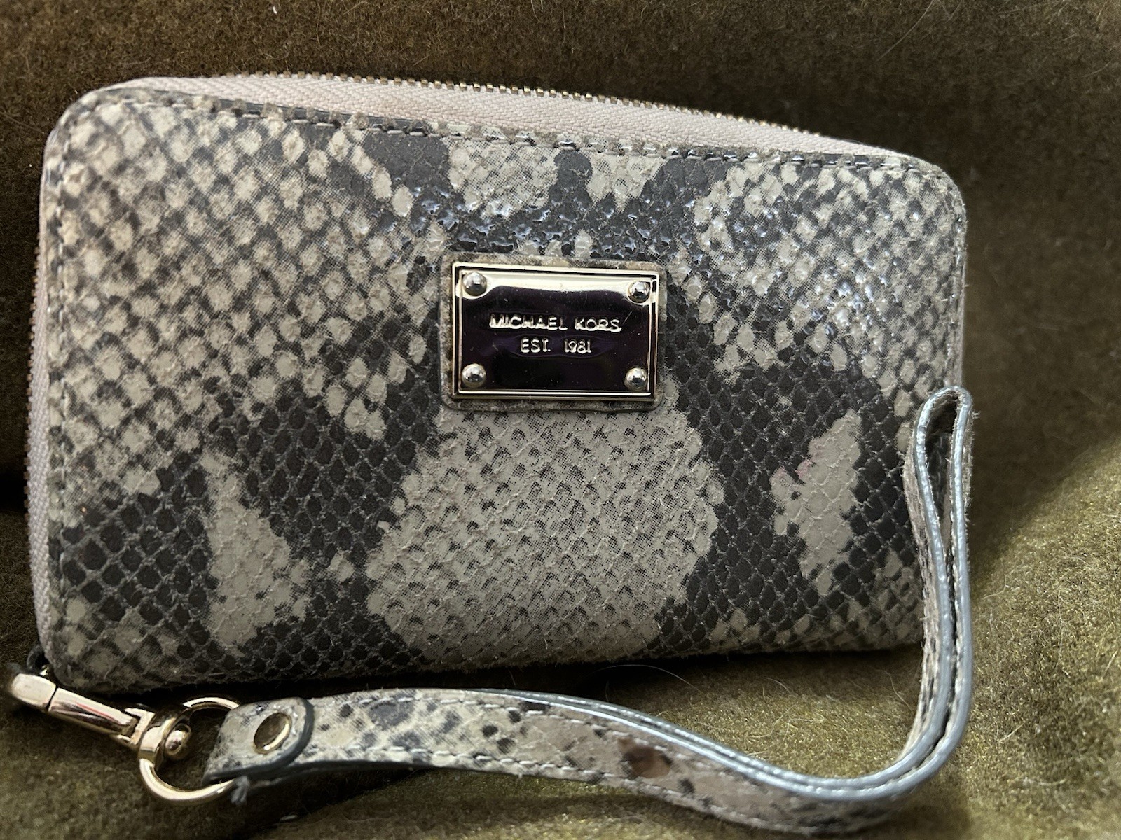 Michael Kors Wristlet Wallet Python Embossed Faux… - image 1