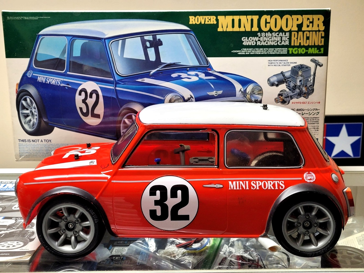 Rare Tamiya 1/8 R/C TG10 MK1 Rover Mini Cooper Racing Glow FS-12
