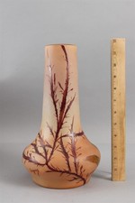 Antique French Signed LEGRAS Cameo Enameled Seaweed Art Glass Vase, NO RESERVE