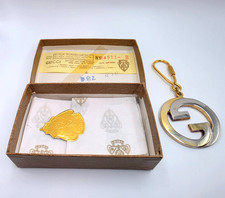 1978 Vintage Gucci Interlocking GG Keychain Two Tone Italy Original Box