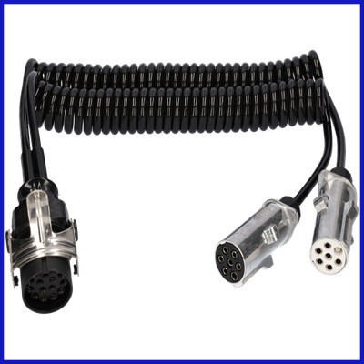 Elektrowendel Adapter 15pol auf 2x 7pol 24V LKW Auflieger Anhänger Spiralkabel