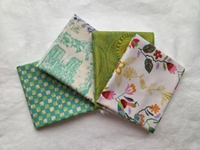 4 Fat Quarters, Green - Var. Designers FQ 18 x 22 Cotton Quilting Fabric Ver 19