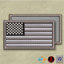 Tactical American Flag Patch, 2x3.5" Subdued Dark Gray VELCRO Brand Fastener