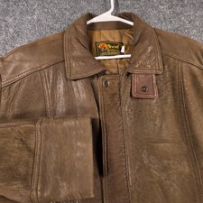 Vintage Reed Sportswear Brown Leather Jacket Mens USA Made Field Field Coat